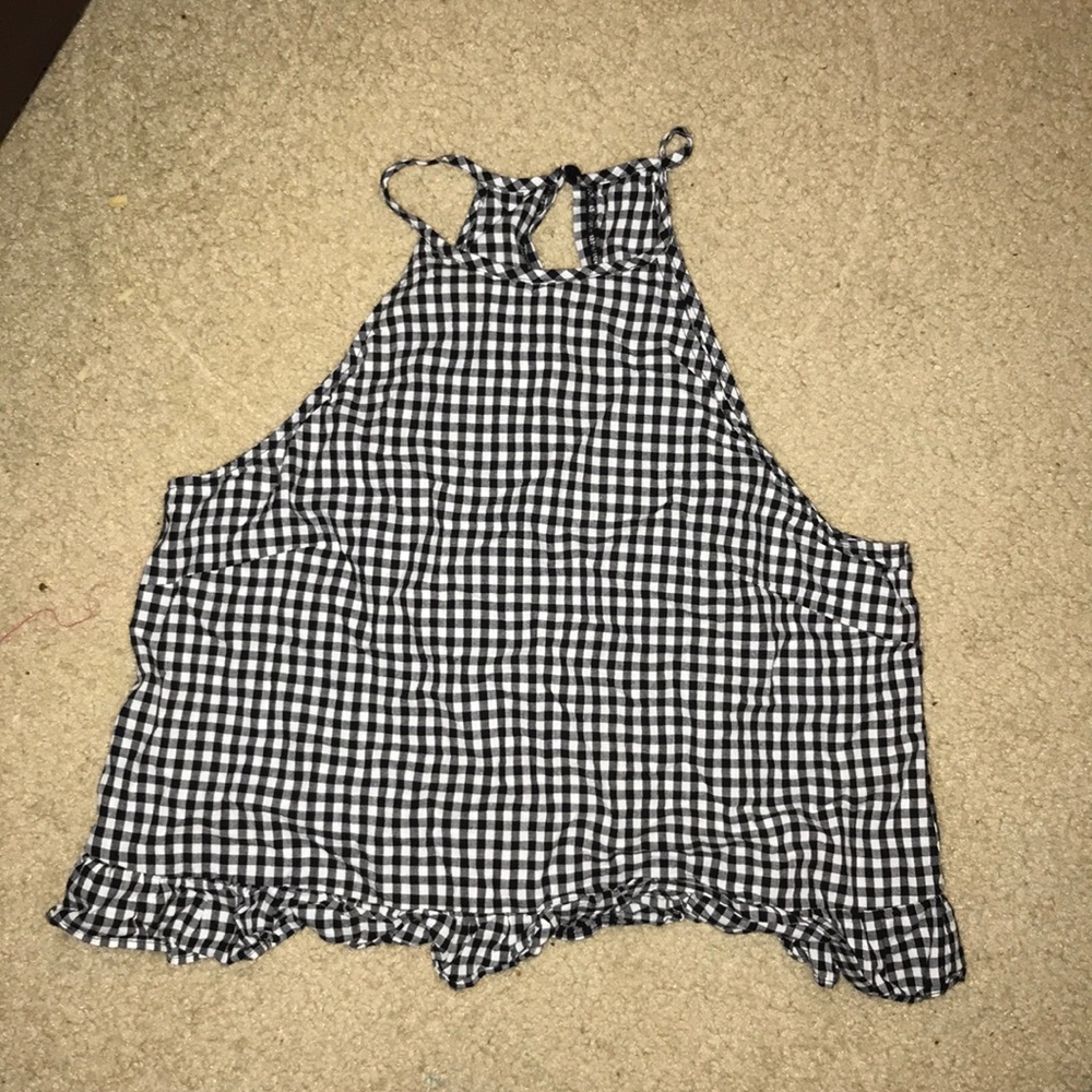 Black and white plaid tank top